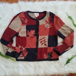 Fall leaf sweater, embroidered,Christopher & Banks